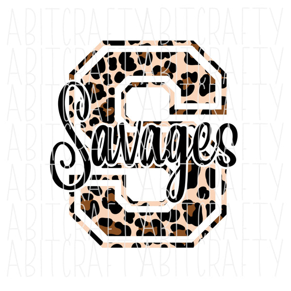 Leopard Savages/Mascot/Team/Football/Back to School/Teacher PNG/Sublimation, Digital Download