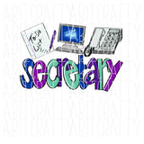 Secretary/School Secretary/Office Secretary/Receptionist/School Life/Back to School PNG, Sublimation/Digital Download