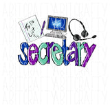 Secretary II/School Secretary/Office Secretary/Receptionist/School Life/Back to School PNG, Sublimation/Digital Download