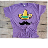 Sombrero & Mustache Cinco de Mayo png, sublimation, digital download - hand drawn