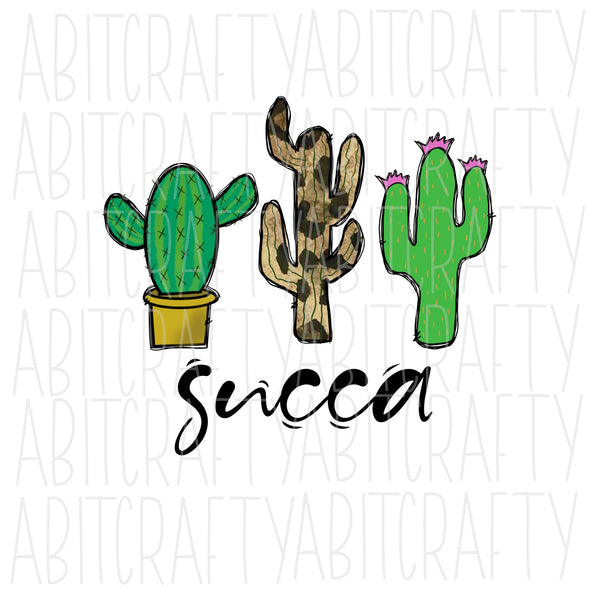 Succa/Cactus png, sublimation, digital download - hand drawn