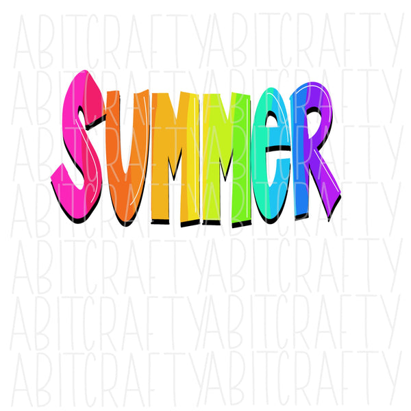 Summer/Multicolored Letters PNG, Sublimation, digital download