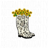 Bloom/Spring/Sunflower/Rainboots png, sublimation, digital download