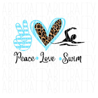 Peace, Love, Swim svg, png, sublimation, digital download, cricut, silhouette, vector art