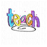 Multicolored Teach/School/Back to School/Hand-drawn/Graffiti/png, sublimation, digital download - hand drawn