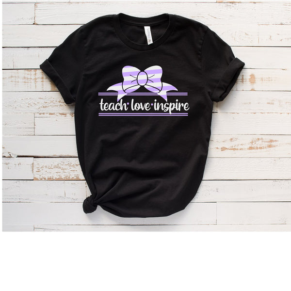 Teach Love Inspire with Bow SVG, PNG, Sublimation, digital download, cricut, silhouette, waterslide, print and cut, vector