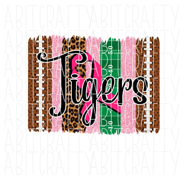 Tigers/Football/Cancer Awareness/Pink/Cure PNG/Sublimation digital download-hand drawn