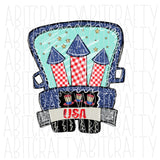 Patriotic Truck/USA/America PNG, Sublimation, Digital Download - hand drawn