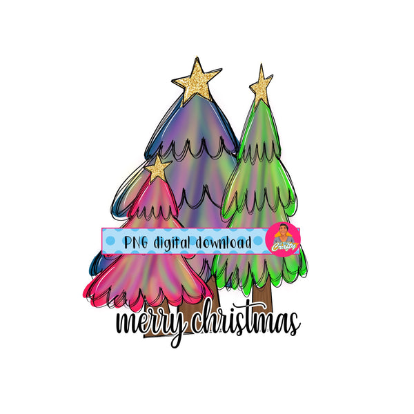 Watercolor Christmas Trees/Christmas Clip art/Merry Christmas sublimation/Joy/Happy Holidays png, sublimation, digital download - hand drawn