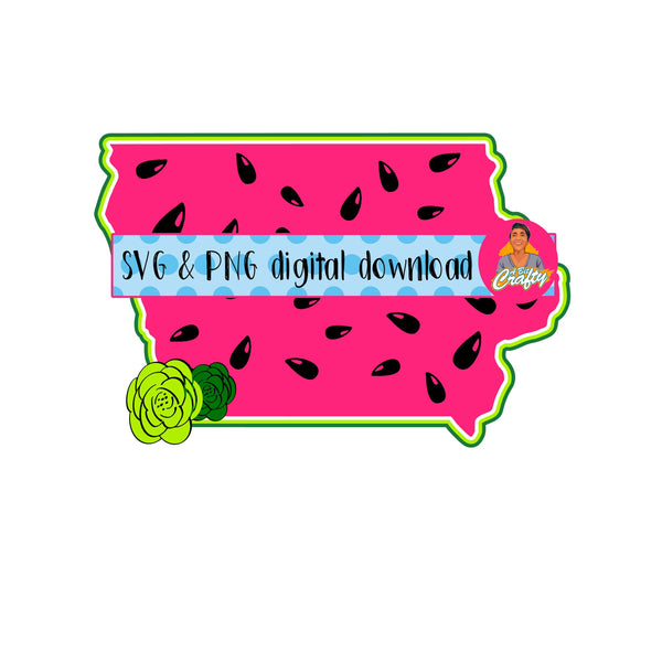 Iowa Watermelon/Summer/Spring PNG/SVG/print and cut/ sublimation, digital download, vector art