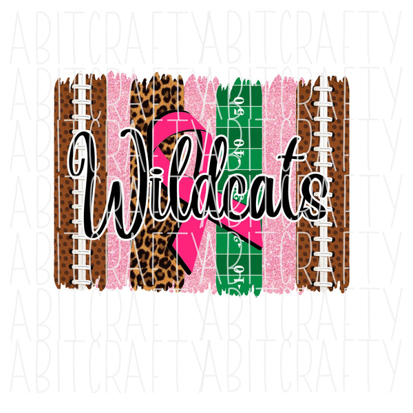 Wildcats/Football/Cancer Awareness/Pink/Cure PNG/Sublimation digital download-hand drawn