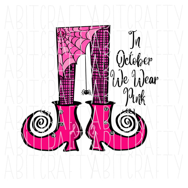 Pink Witch Legs/Halloween/Fight/Hope/Cure Breast Cancer/October png, sublimation, digital download - hand drawn